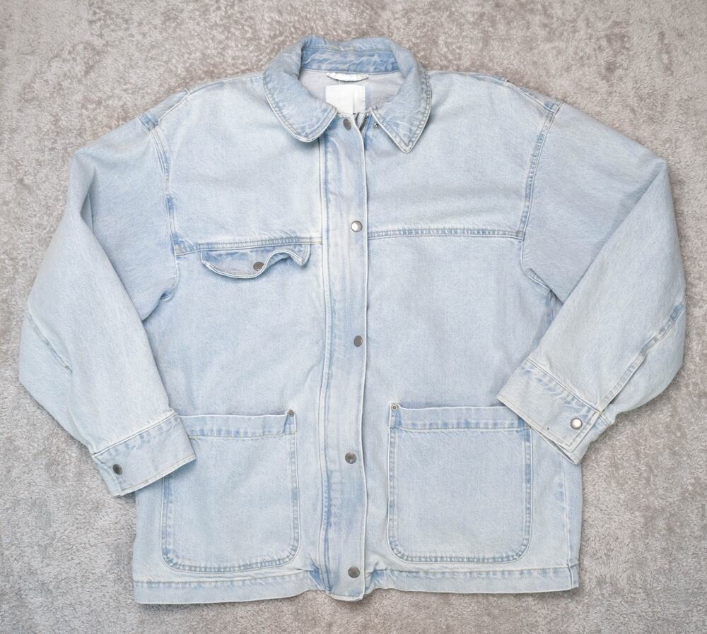 H&M Light Blue Denim Oversized Shirt Jacket Womens Size M